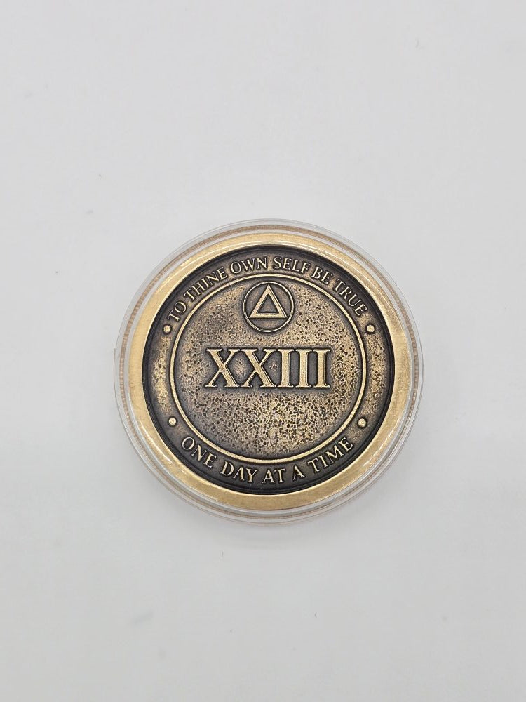 Brass sobriety milestone coin