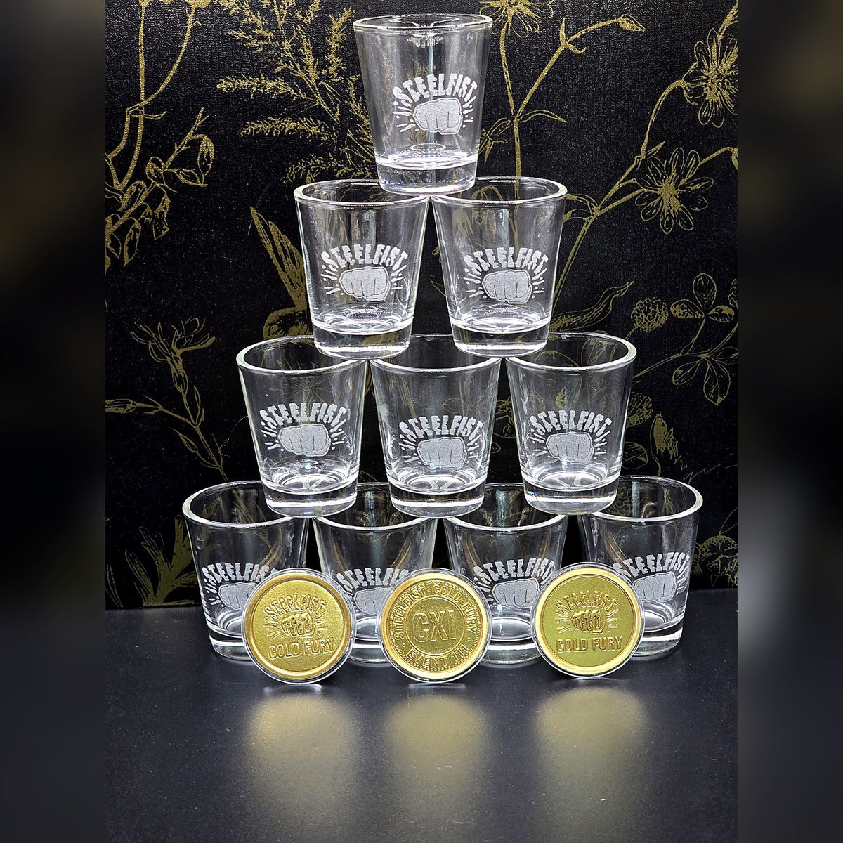 Engraved shot glass set