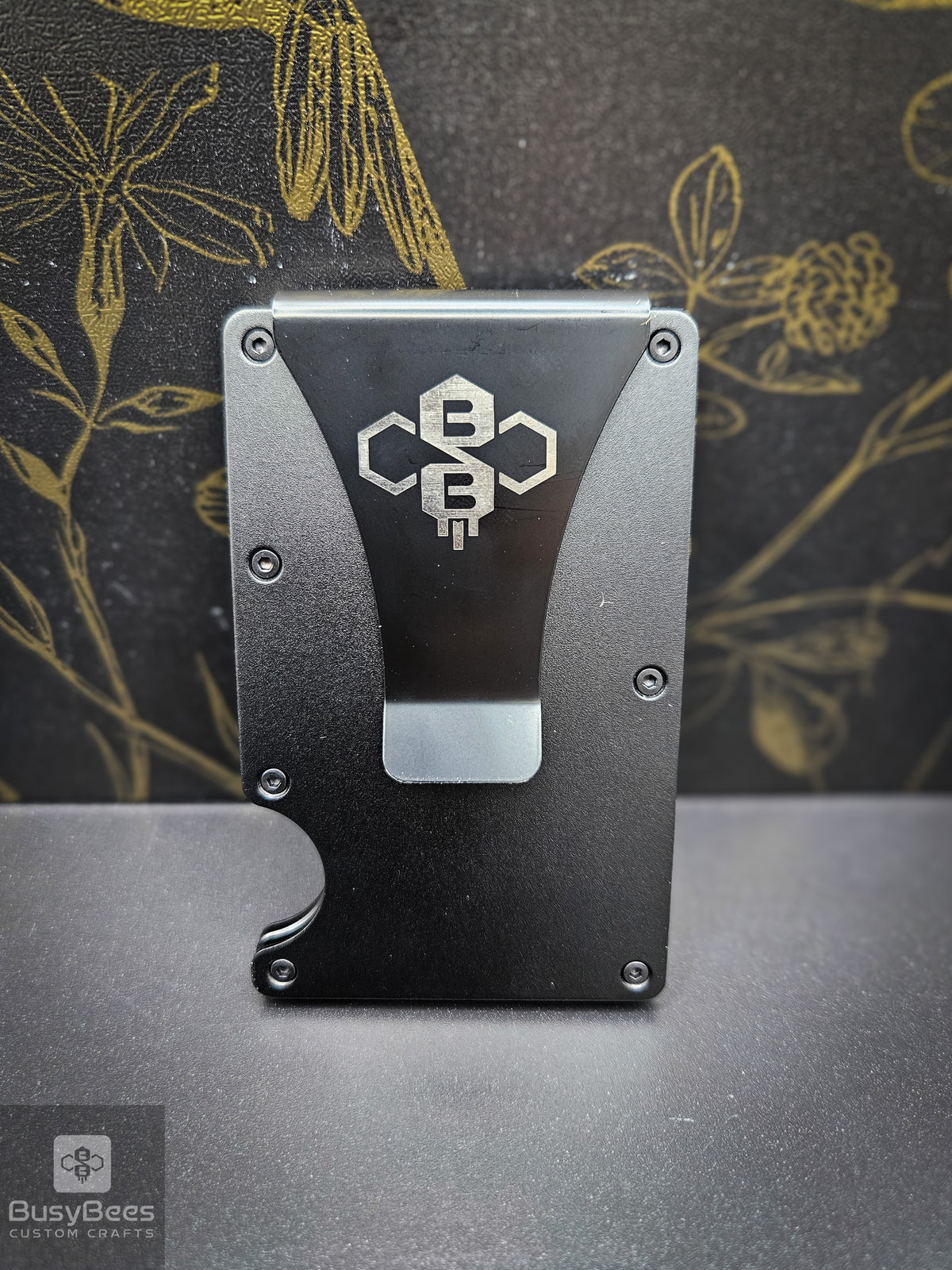 Blank metal wallet style (shown engraved for reference)
