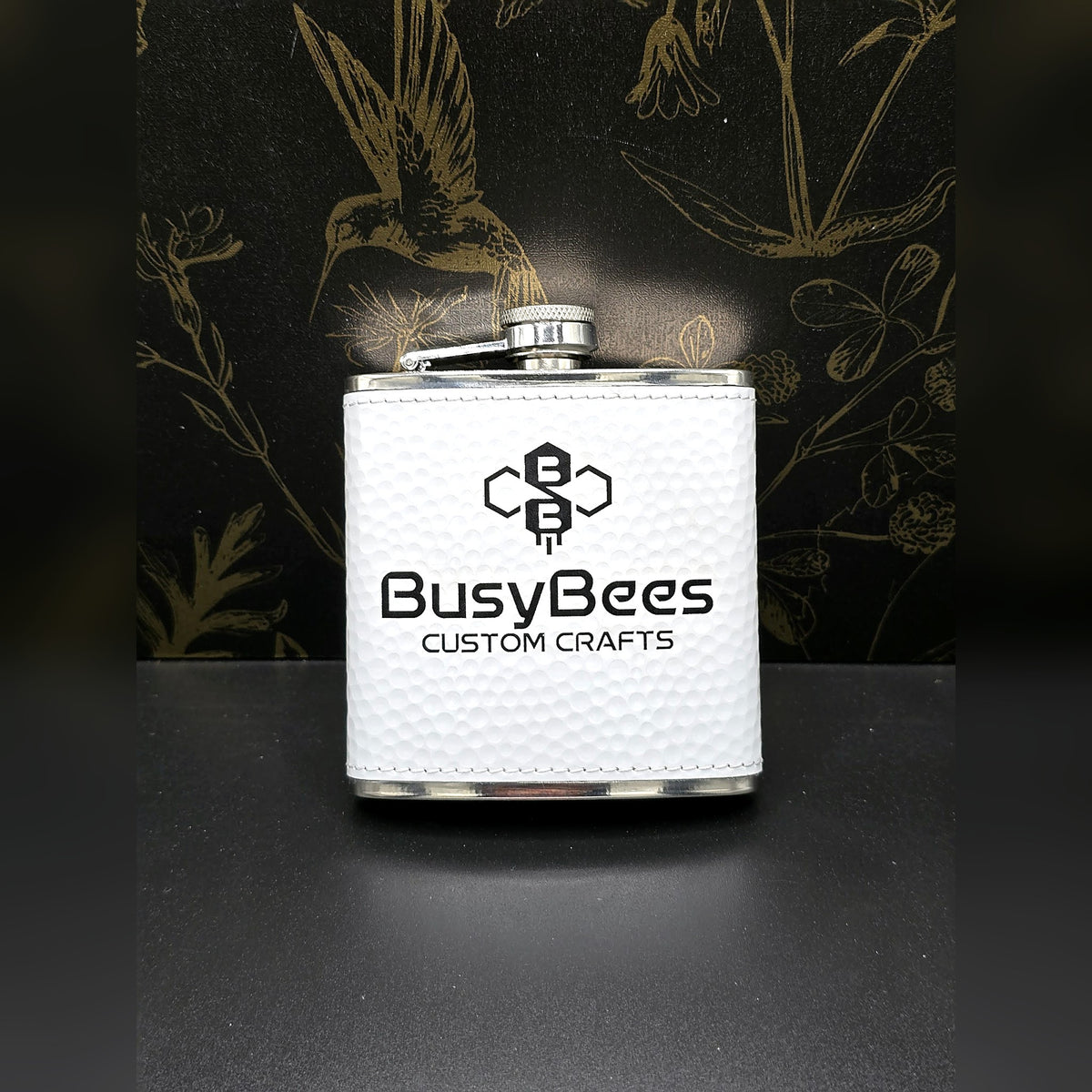 Engraved stainless steel flask