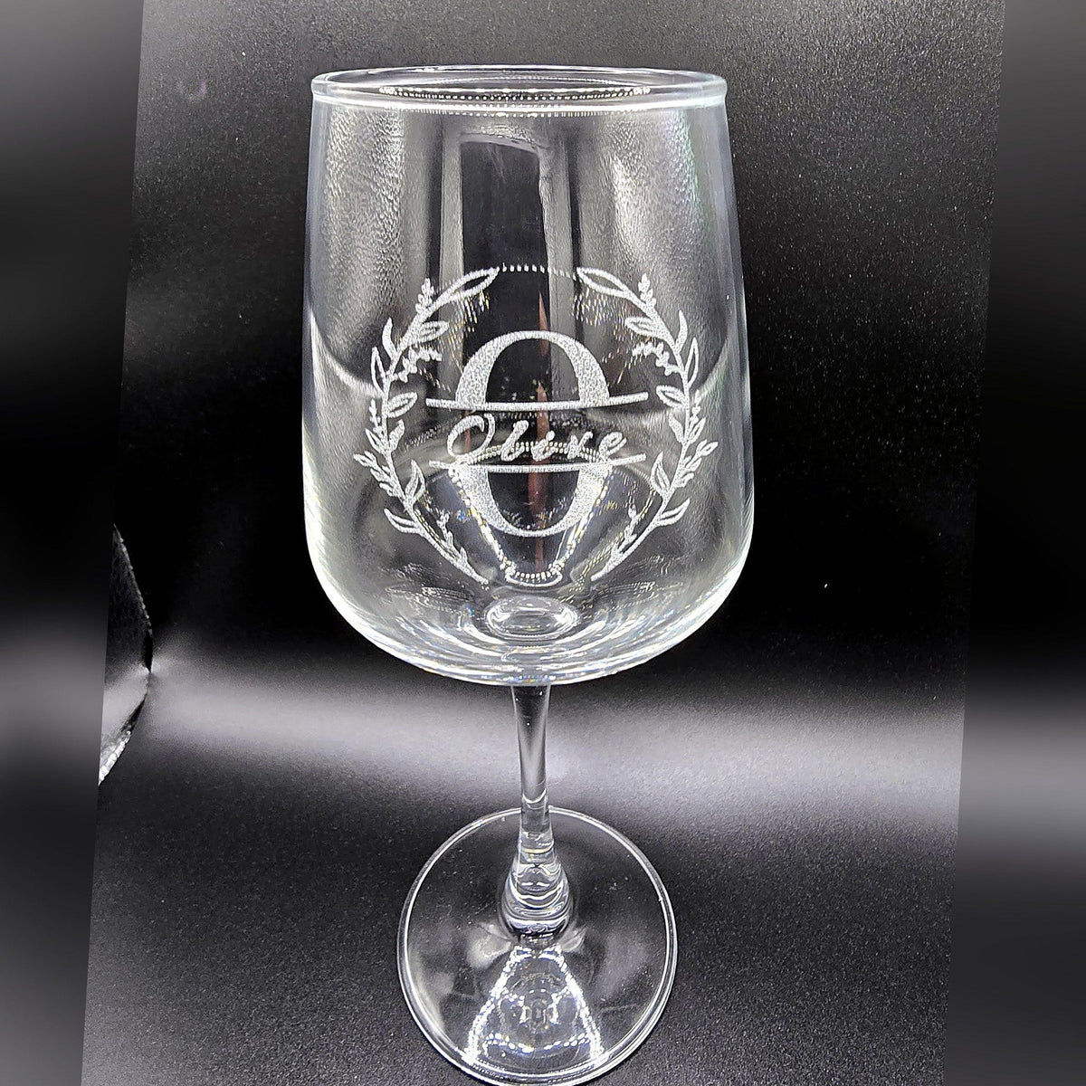 Engraved monogram wine glass