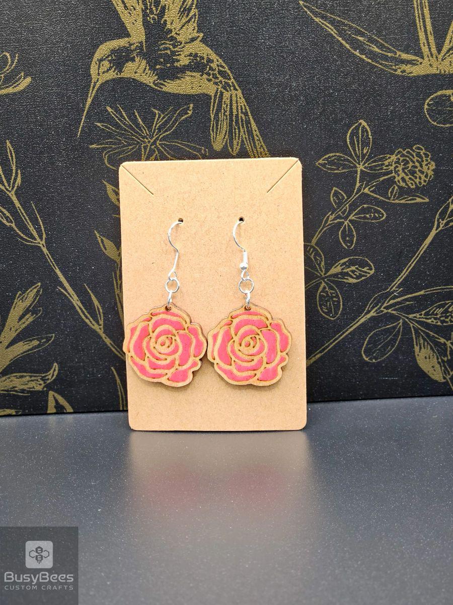 Custom rose heart earrings – photo 3