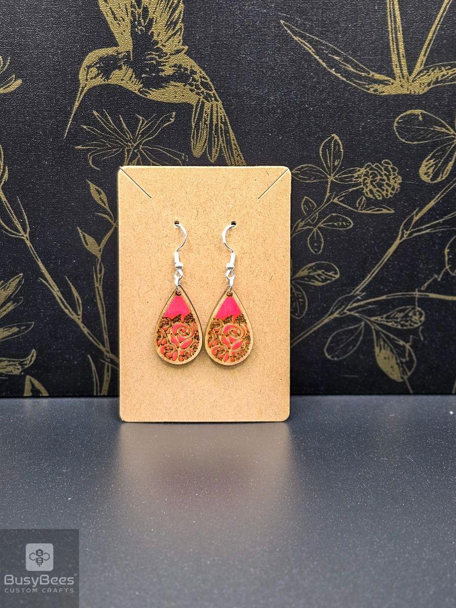 Custom rose heart earrings – photo 4