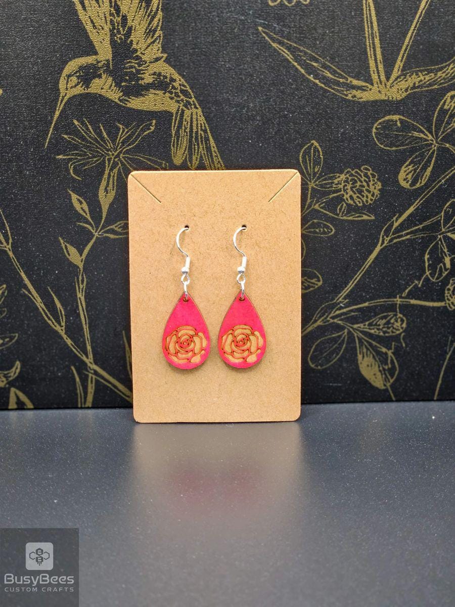 Custom rose heart earrings – photo 5