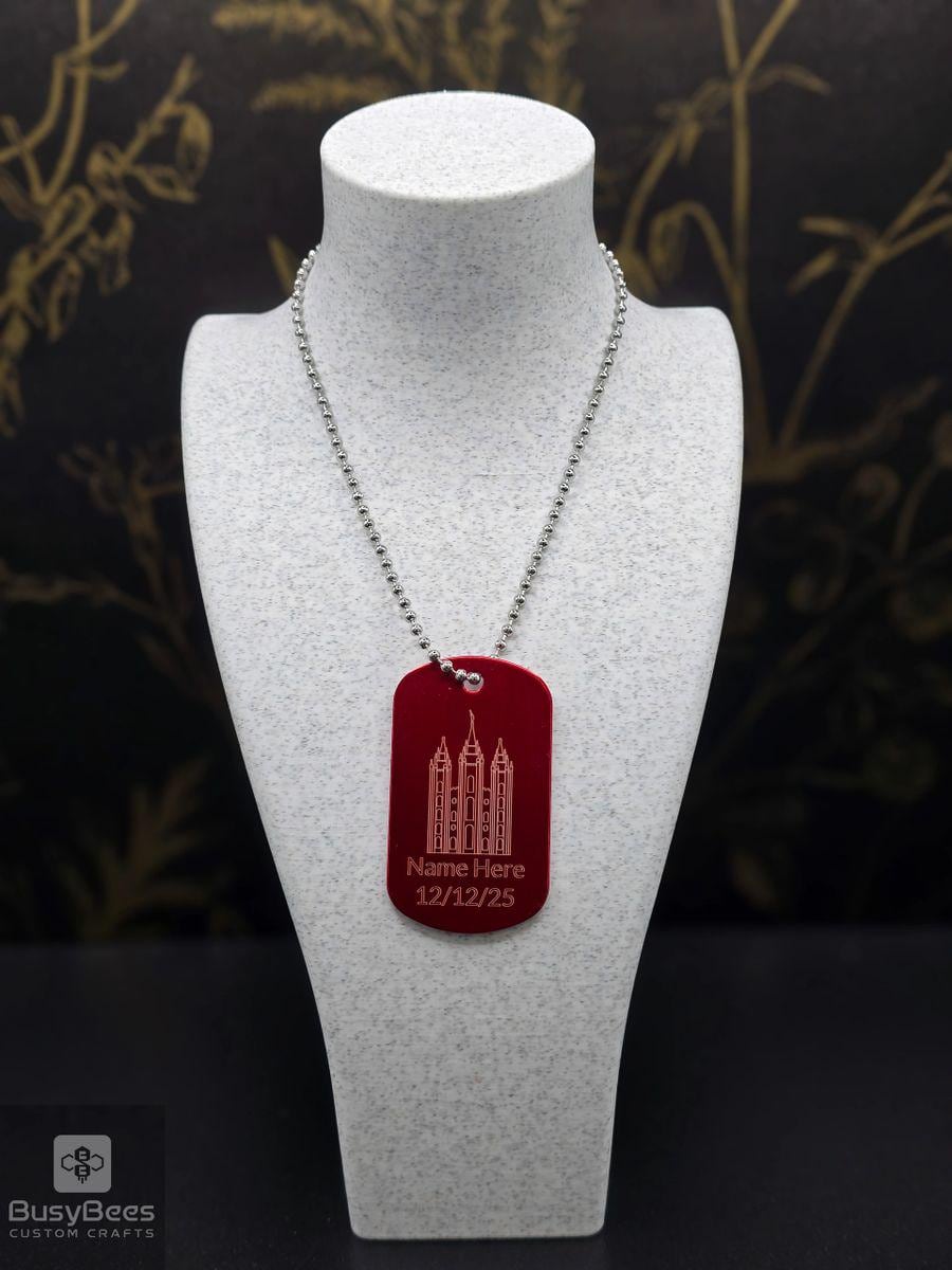 Personalized LDS temple dog tag