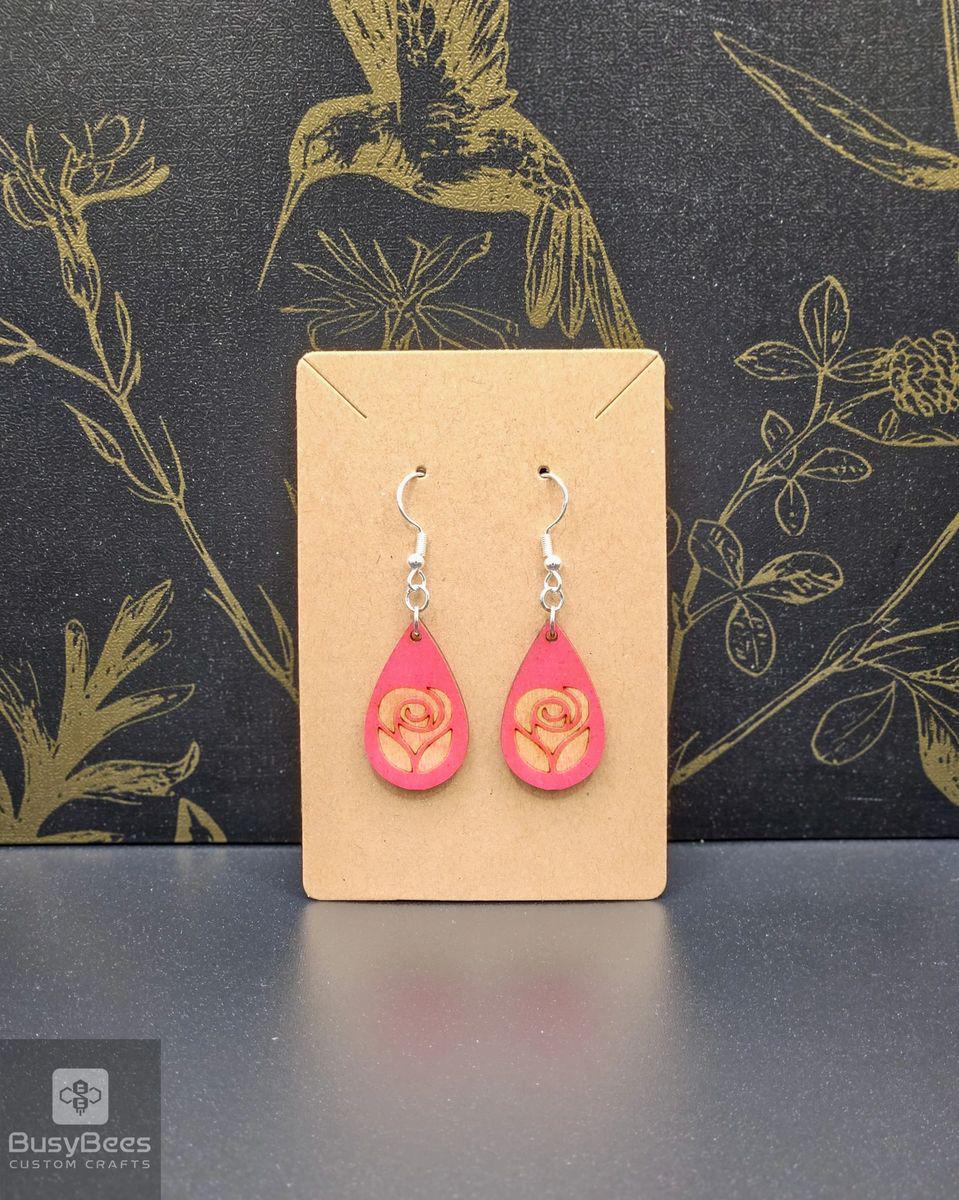 Custom rose heart earrings – photo 2