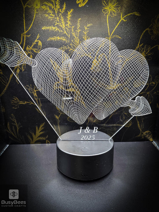 Personalized acrylic LED double-heart sign