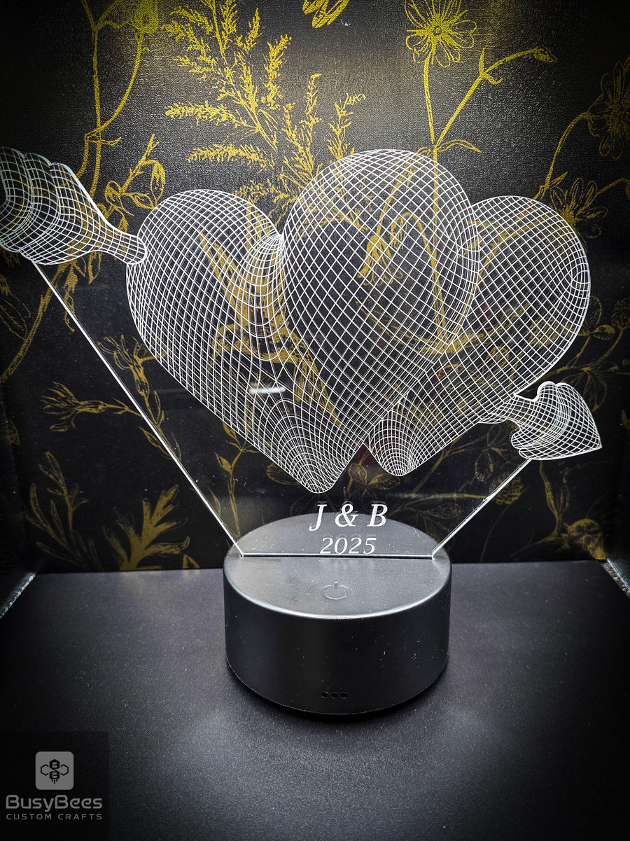 Personalized acrylic LED double-heart sign